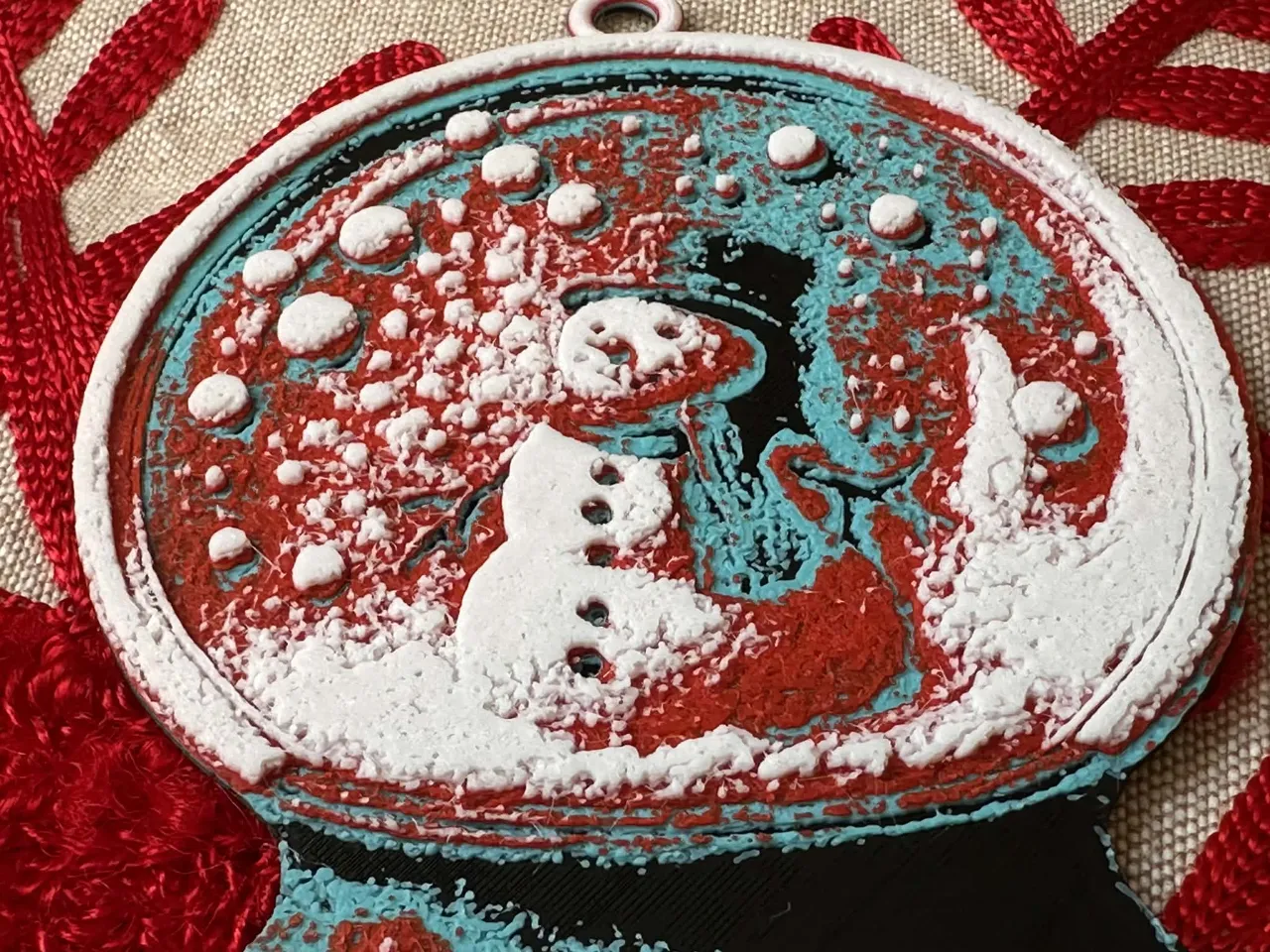 Snowman Snow globe Ornament and Earrings view 3