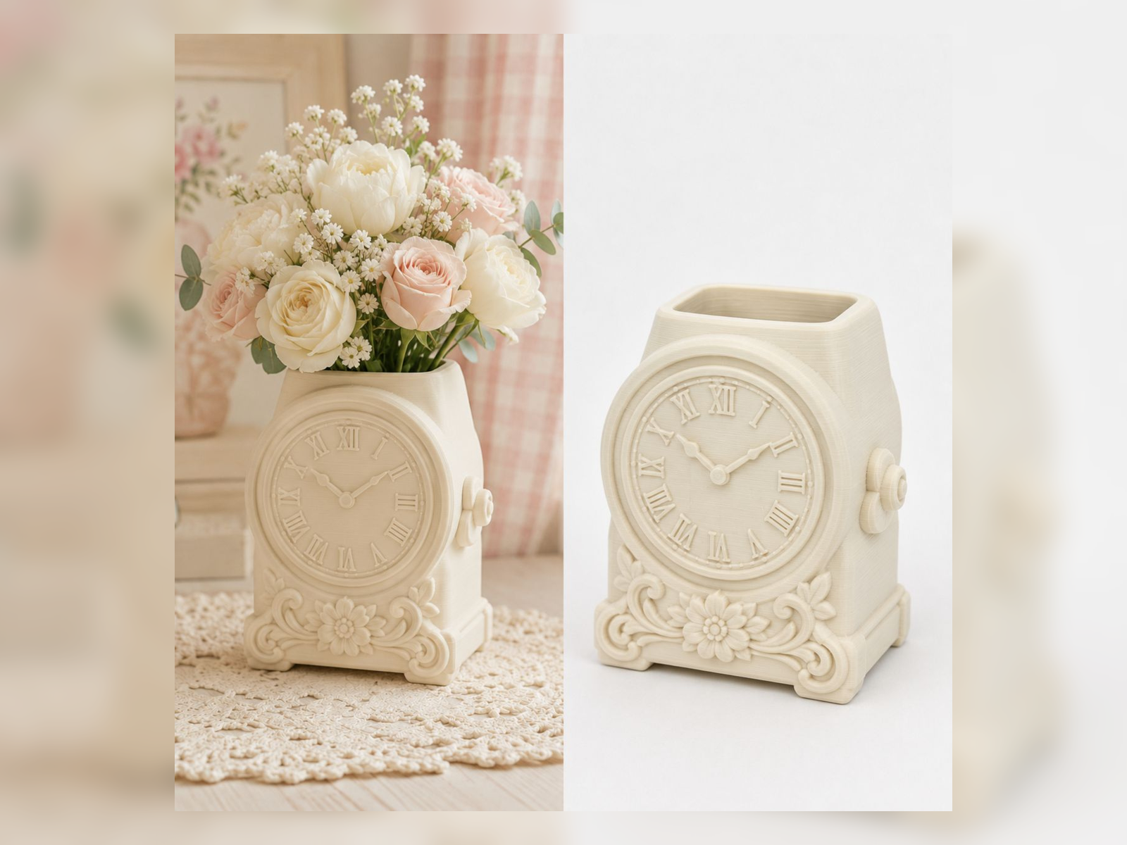 Ivory Clock Cabinet Vase