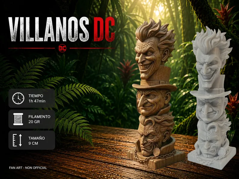 Joker Pingúino Dos Caras Wooden Totem Villanos DC