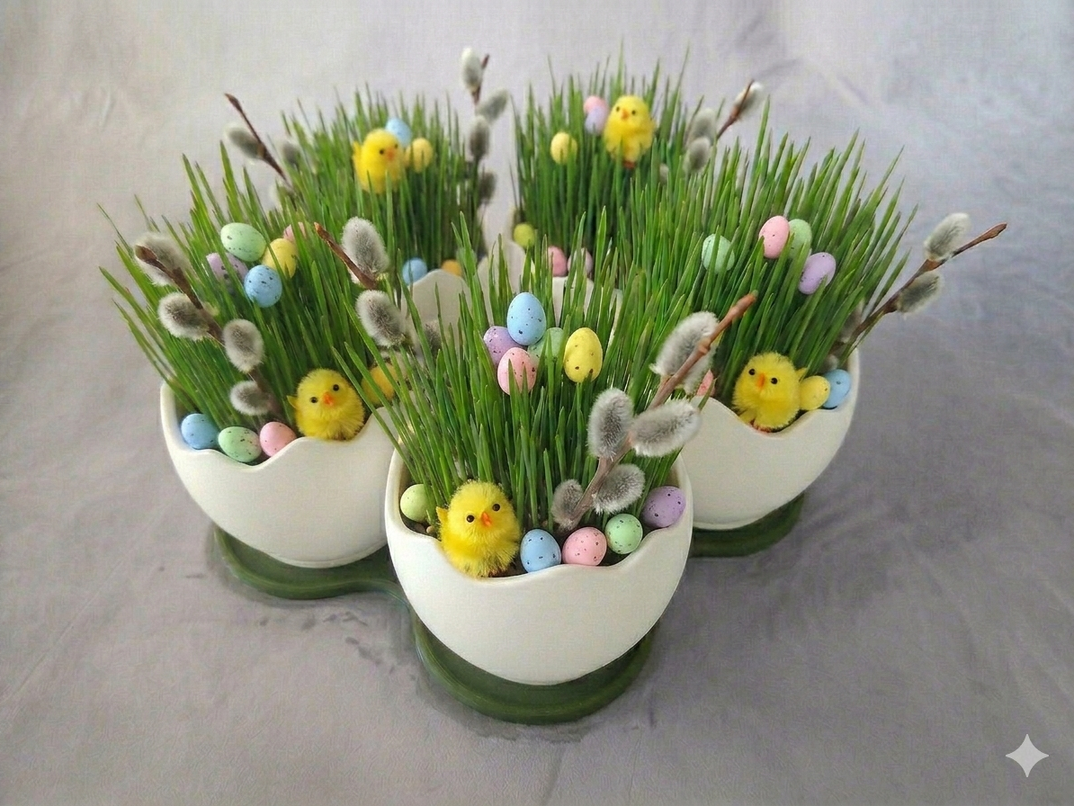 Easter egg shell planter