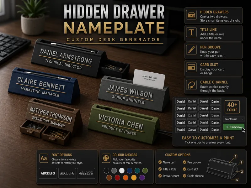 Ultimate Desk Nameplate Generator (customizable)
