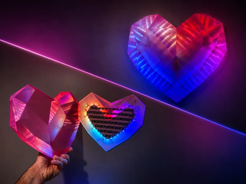 Low-Poly Heart Wall Art (light, wall hanging)