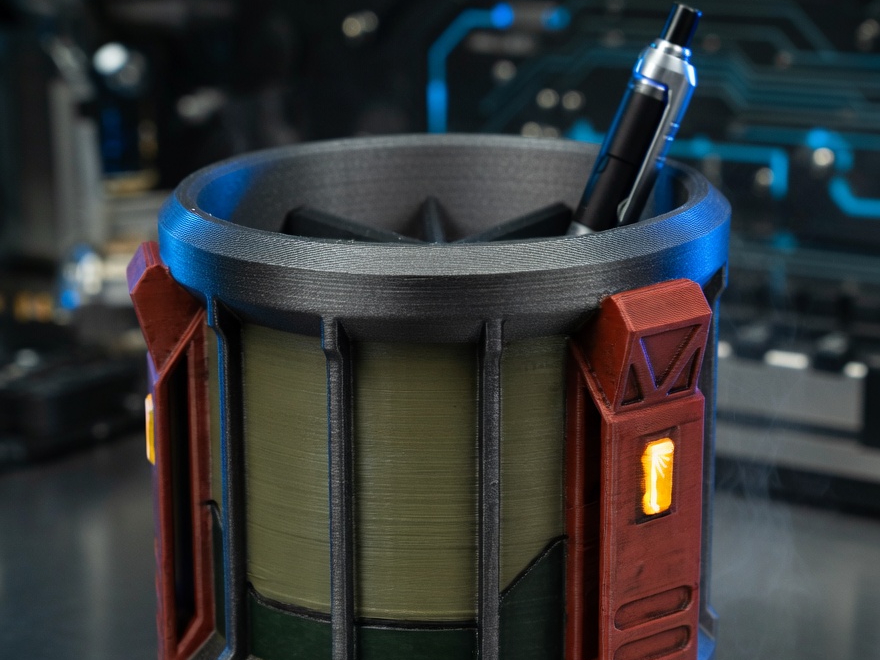 Cyberpunk Pen Holder | Futuristic Desk Organizer