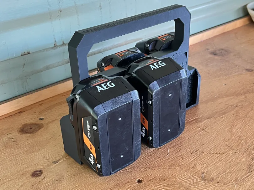 AEG/RIGID 18v Battery Caddy 6 + 4 pack wall mount - Free 3D Print Model ...
