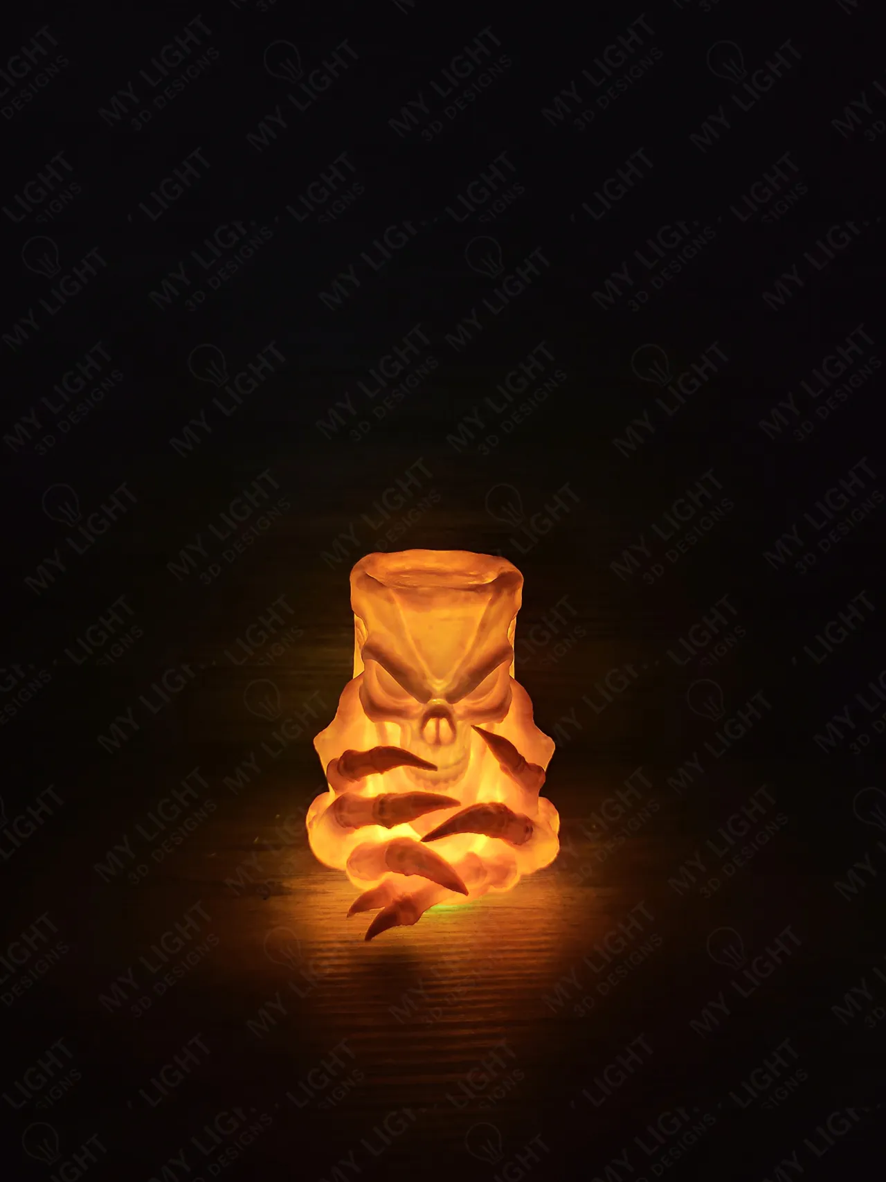 Skeleton Hands Skull LED Candle Holder view 2