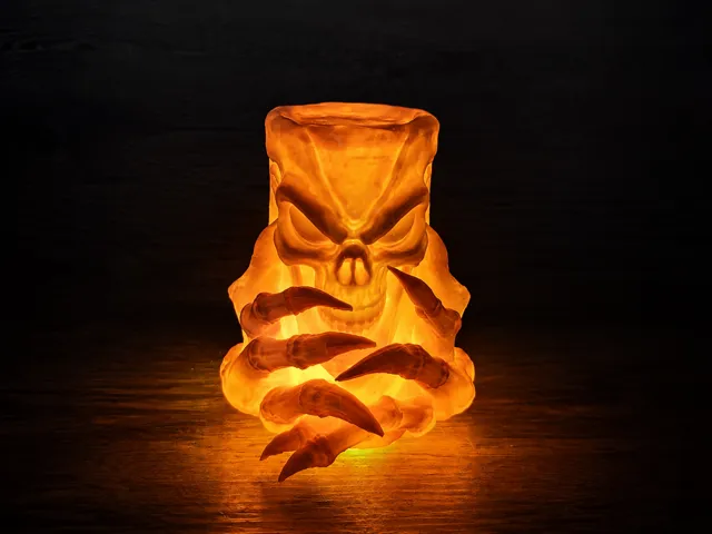 Skeleton Hands Skull LED Candle Holder