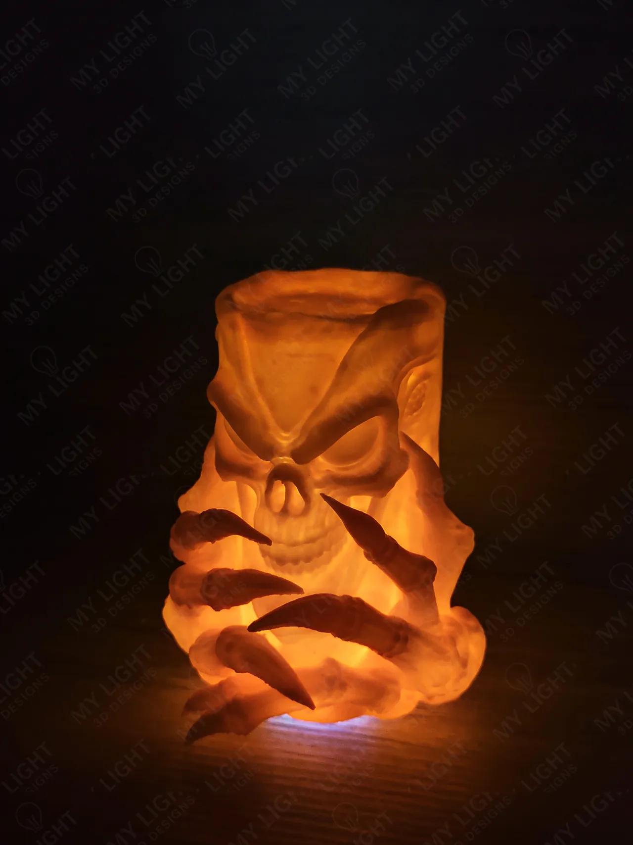 Skeleton Hands Skull LED Candle Holder view 3