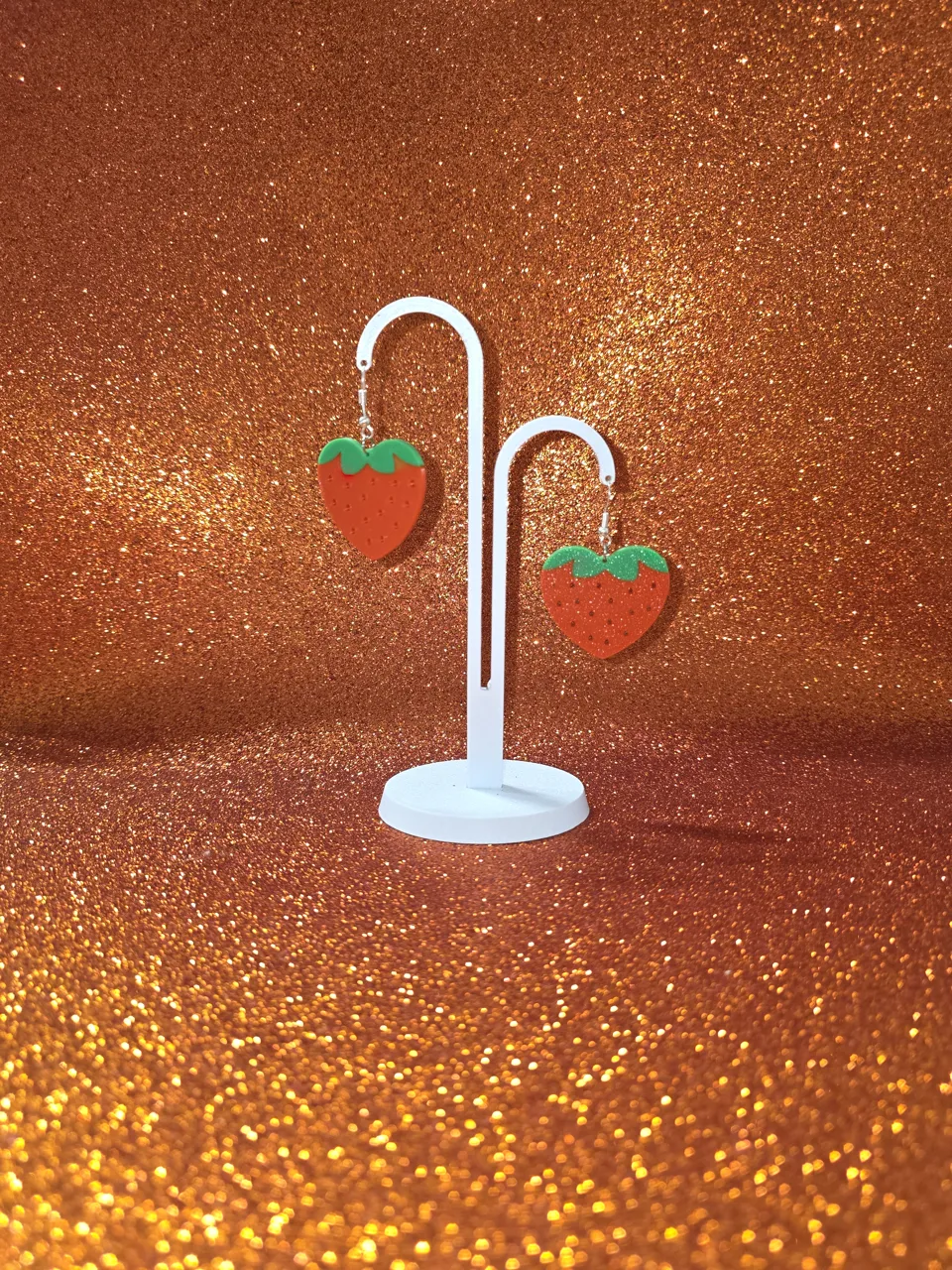 Sweet-heart strawberry earrings view 3