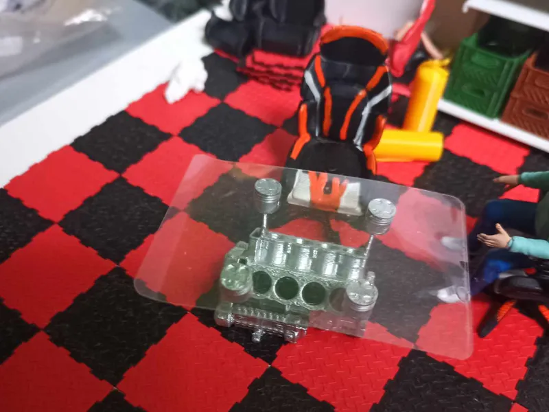 garage table in the shape  V8 engine in 1:14 scale