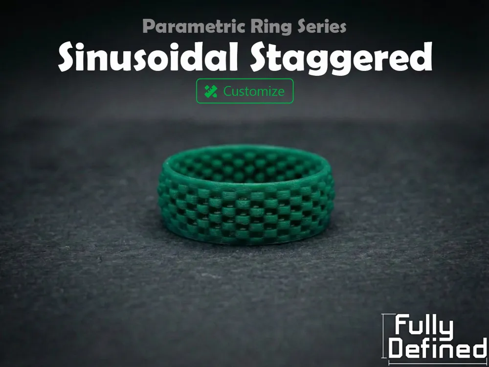 Stasis Model Rings Sinusoidal Staggered ~ Parametric Ring Series - Free 3D Print Model ...