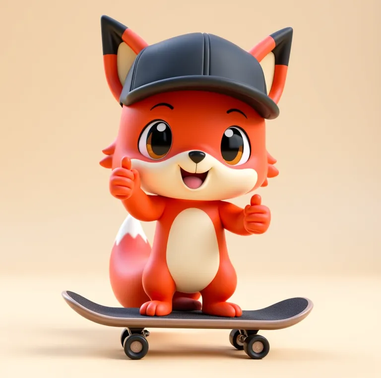 Meadow Fox With Skateboard