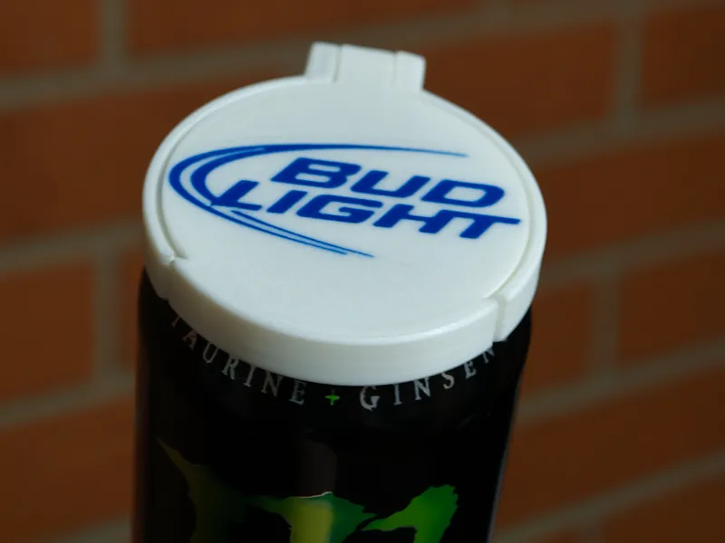 Bud Light can lid print in Place
