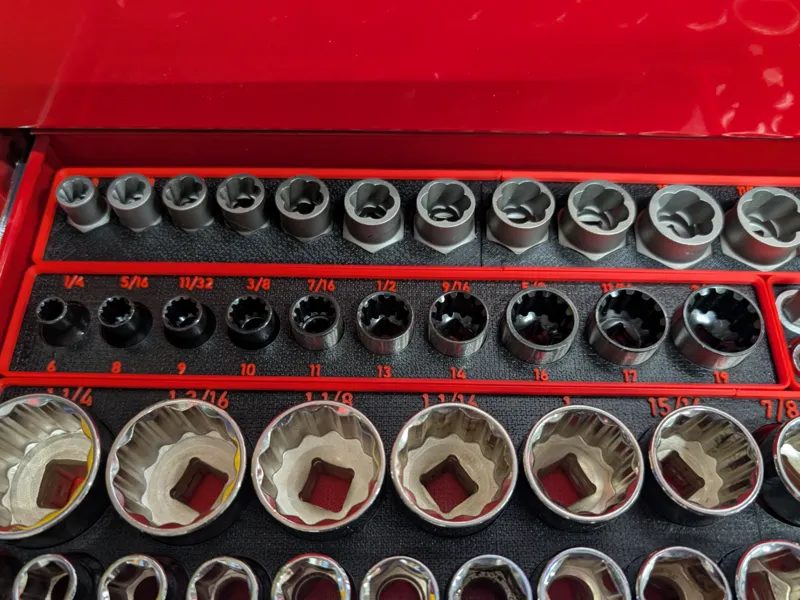 Performance tools 3/8" spline socket organizer 