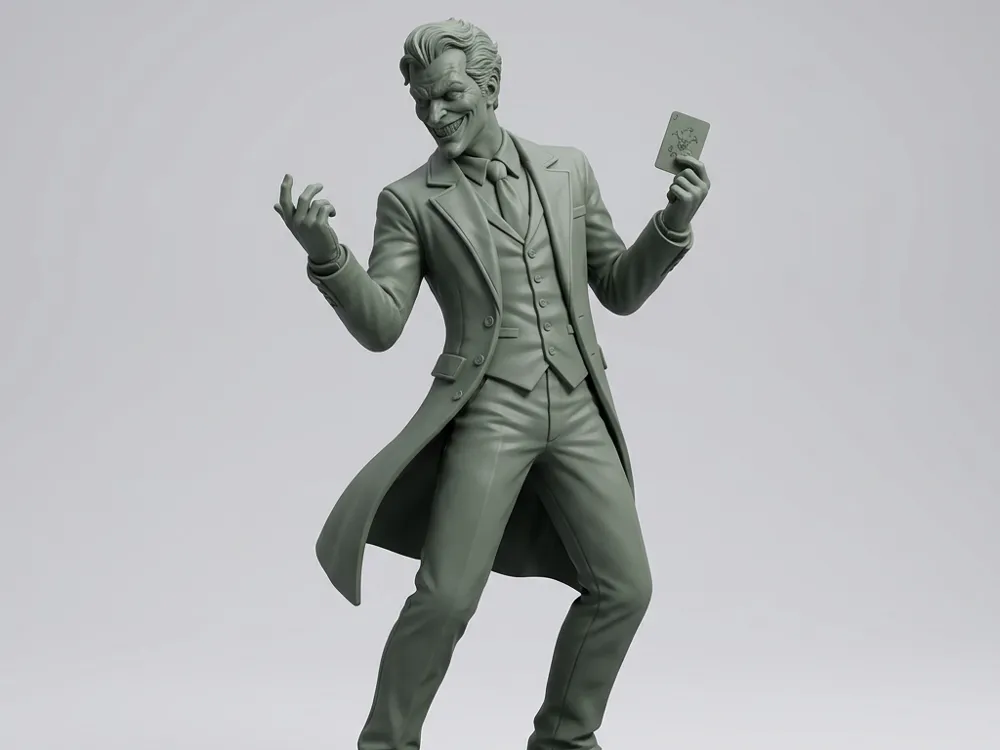 Figura decorativa: The Joker Card Grin Villain Statue Figurine. Referencia del modelo original.