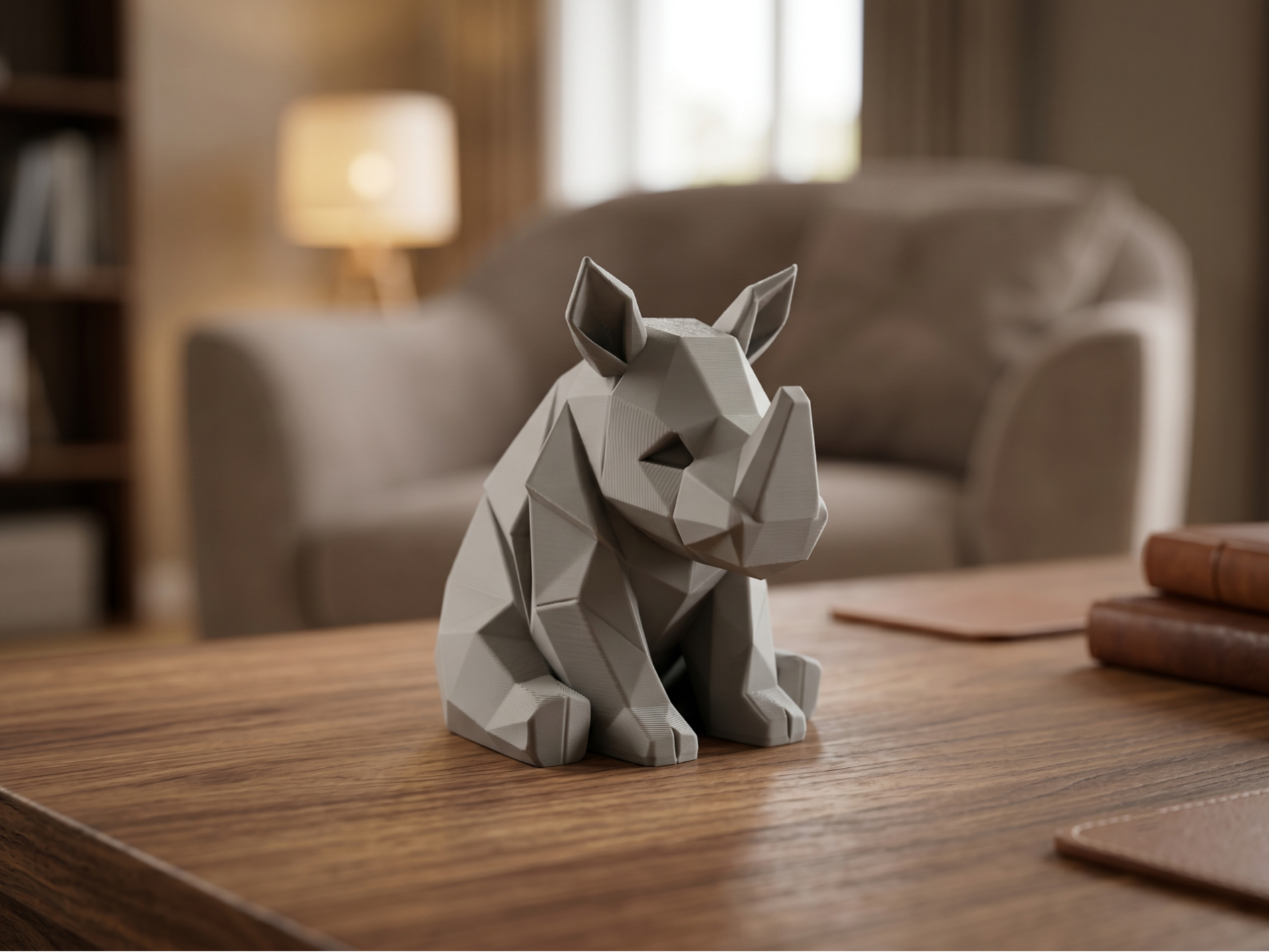 Geometric Rhino Figure - Low Poly Figurine