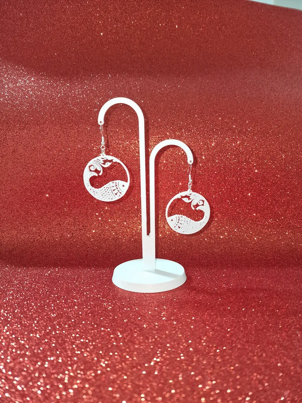Fish in a round earrings view 3