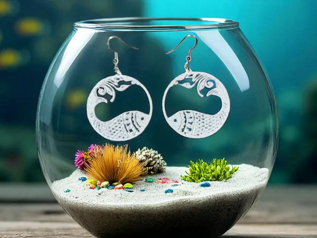 Fish in a round earrings