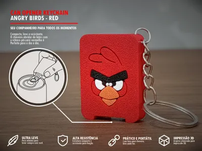 CAN OPENER KEYCHAIN - ANGRY BIRDS COLECTION- RED