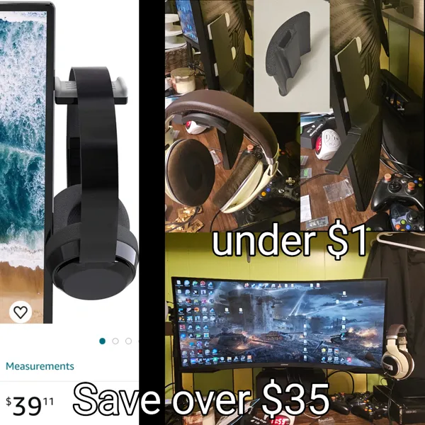 Support casque à fixer sur écran