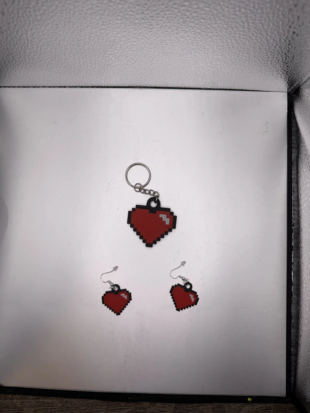 Pixel Heart Earring and Keychain/Bag Tag view 2