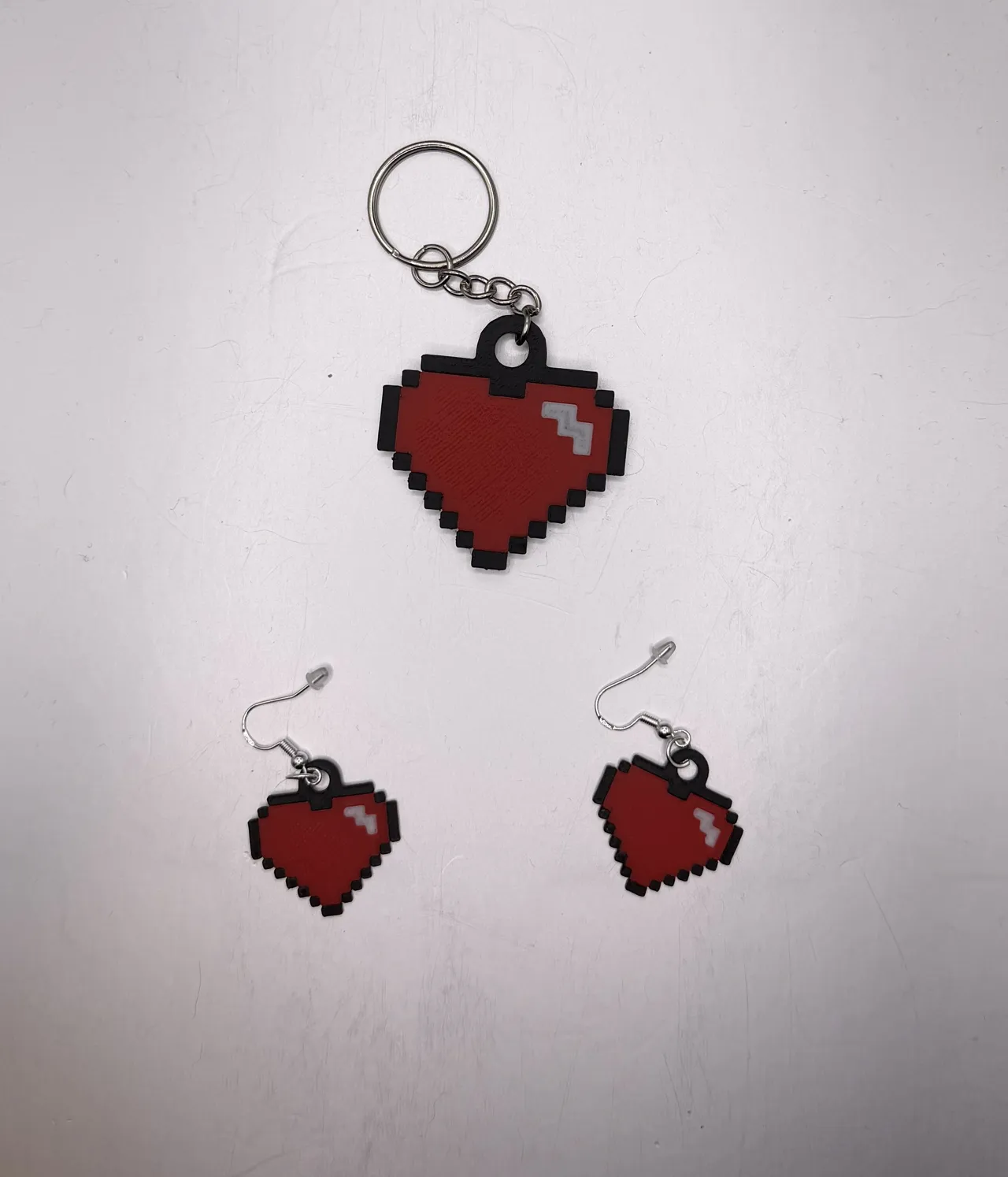 Pixel Heart Earring and Keychain/Bag Tag view 3
