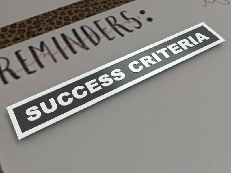 Magnetic Whiteboard sign "Success Criteria"