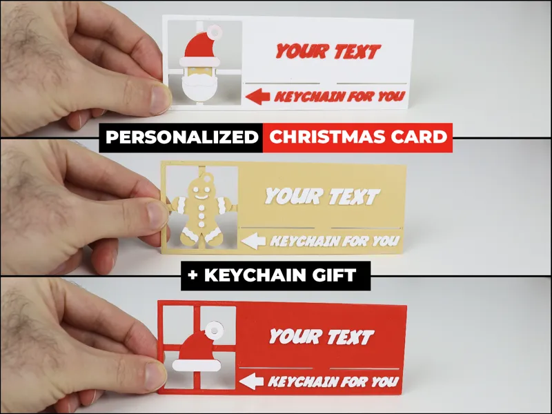 PERSONALIZABLE CHRISTMAS CARD + KEYCHAIN 