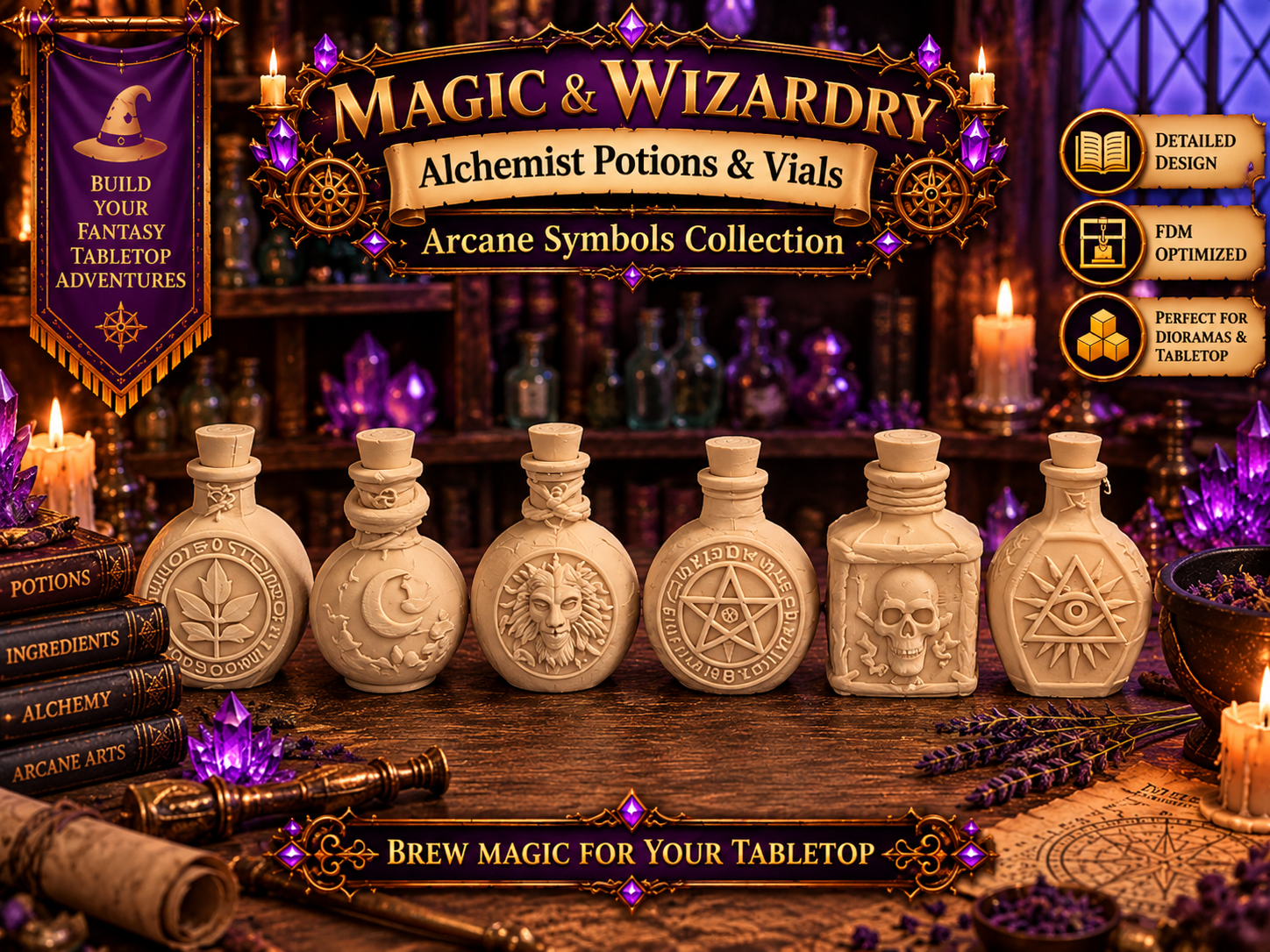 Alchemist Potions & Vials - 3D printed Architecture, in stock in India