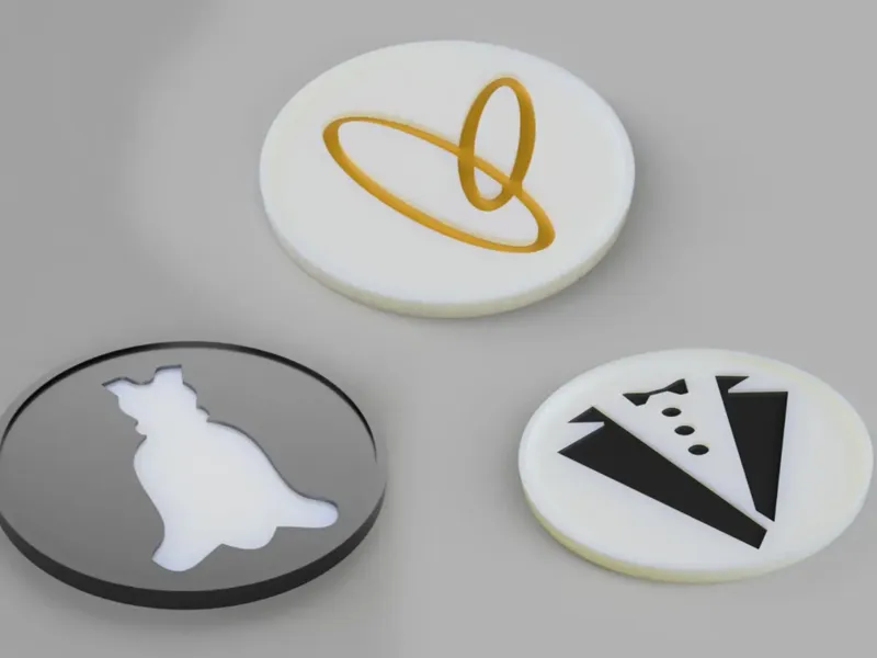 Simple Wedding Coaster Set - Bride / Groom / Rings