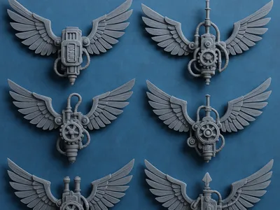 Steampunk Mechanical Wings Emblem Pack