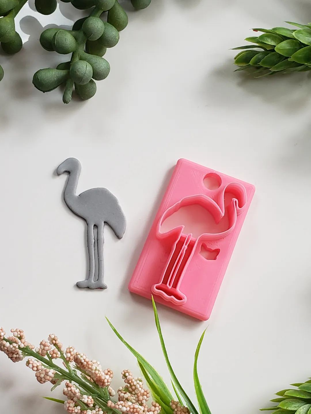 Flamingo Bird Polymer Clay Earring Cutter view 2