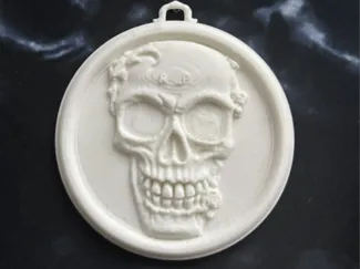 Relief, Skull, Schädel, Totenkopf, Kopf mit Rose