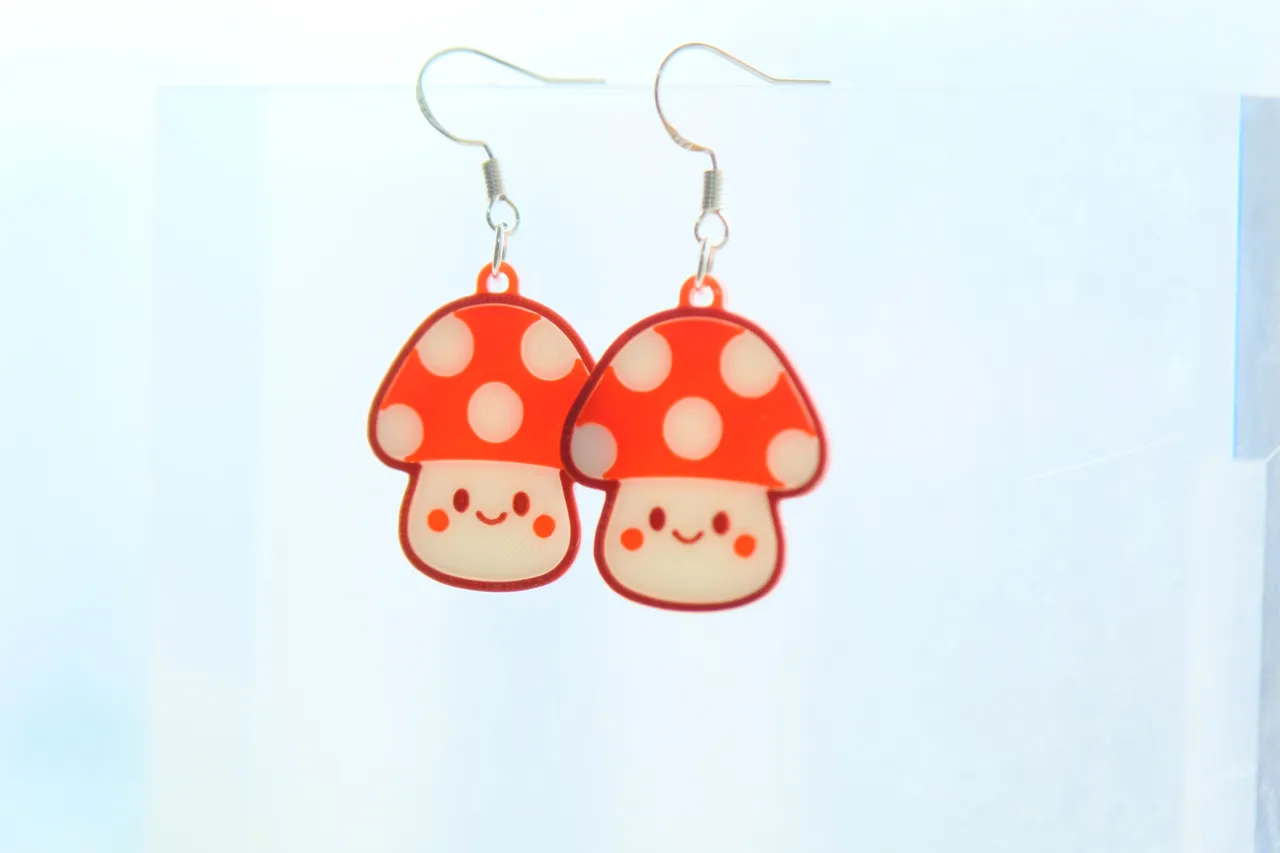 Kawaii Multi-Color Mushroom Earrings view 2