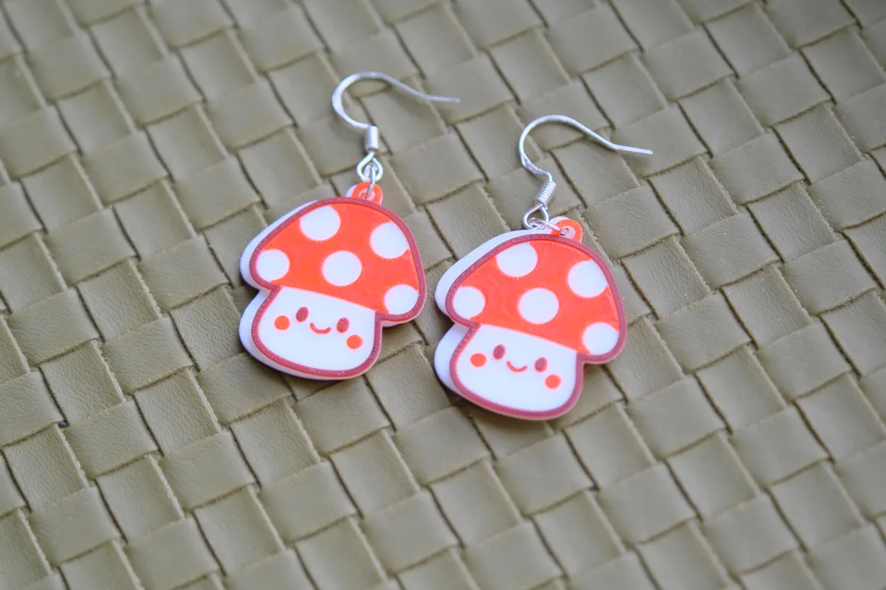 Kawaii Multi-Color Mushroom Earrings view 4