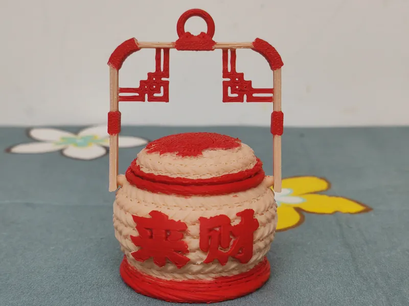 潮汕风格竹编花篮