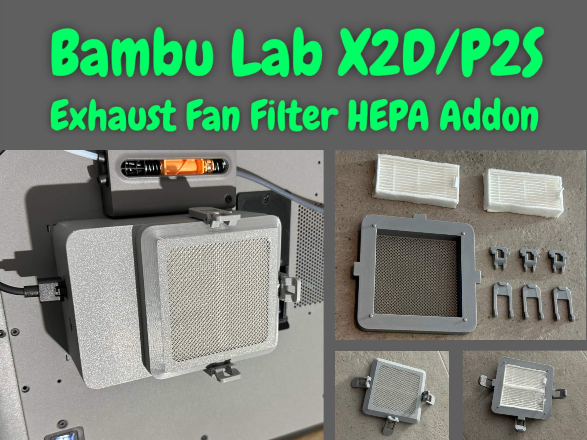 X2D/P2S HEPA Air Filter for External Exhaust Fan