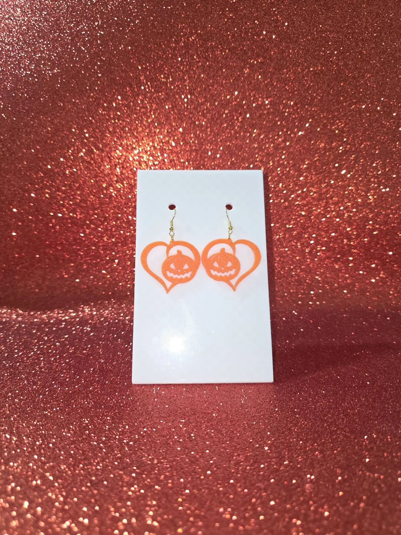 Pumpkin heart earrings view 2