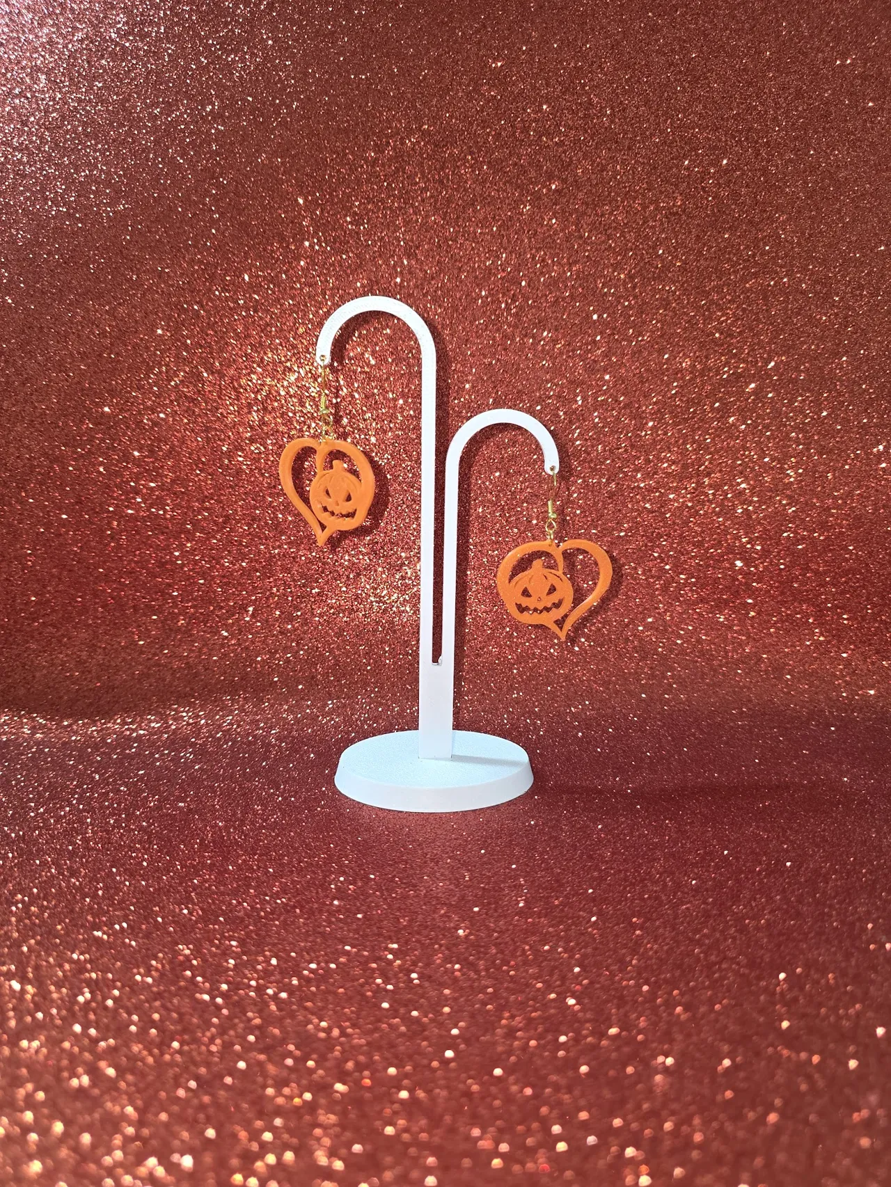Pumpkin heart earrings view 3