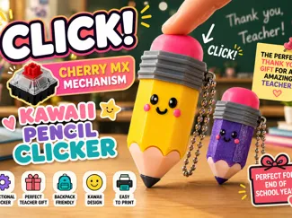 Kawaii Clicker Pencil Keychain – regalo para Profe