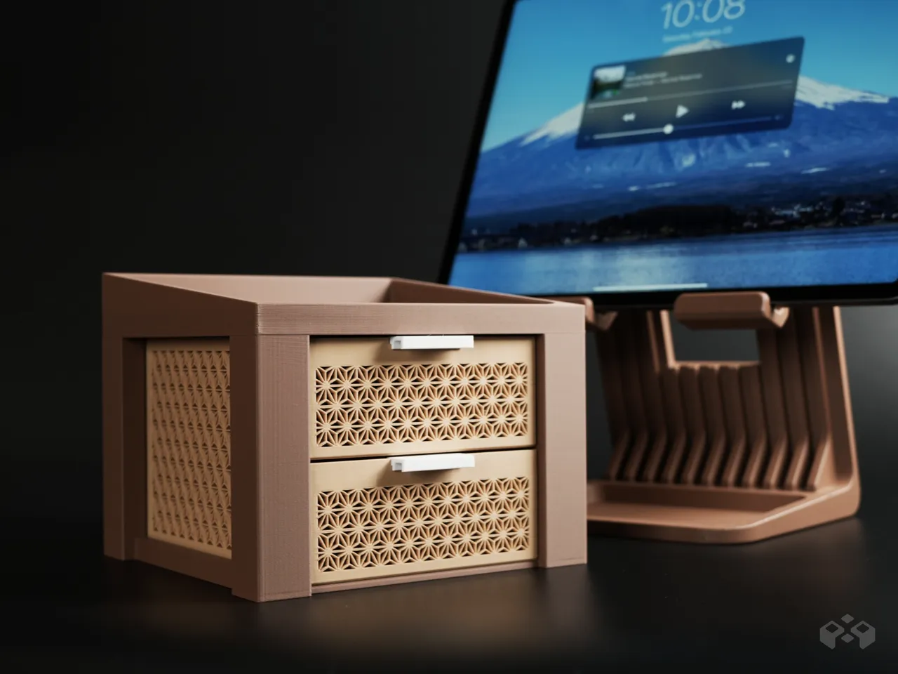 IPad Stand Riser with Kumiko Drawer view 3