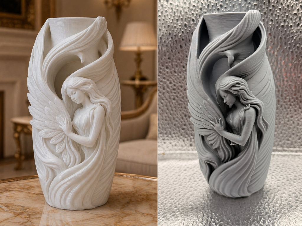 White Angel Grace Fantasy Sculpture Vase