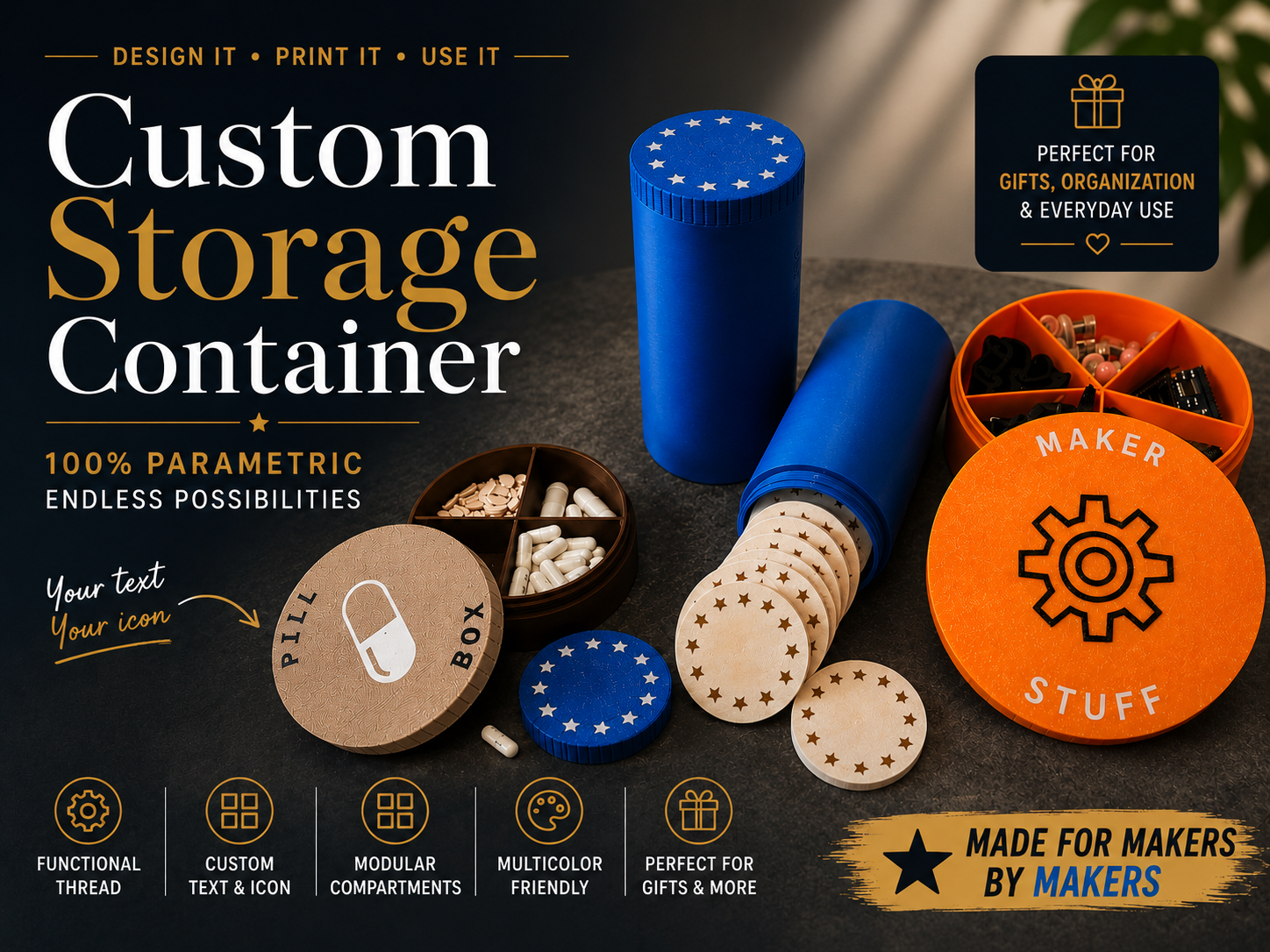 Parametric Threaded Container – Customize It!