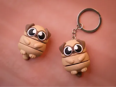 EGGO Pug - cute flexi articulated toy & keychain