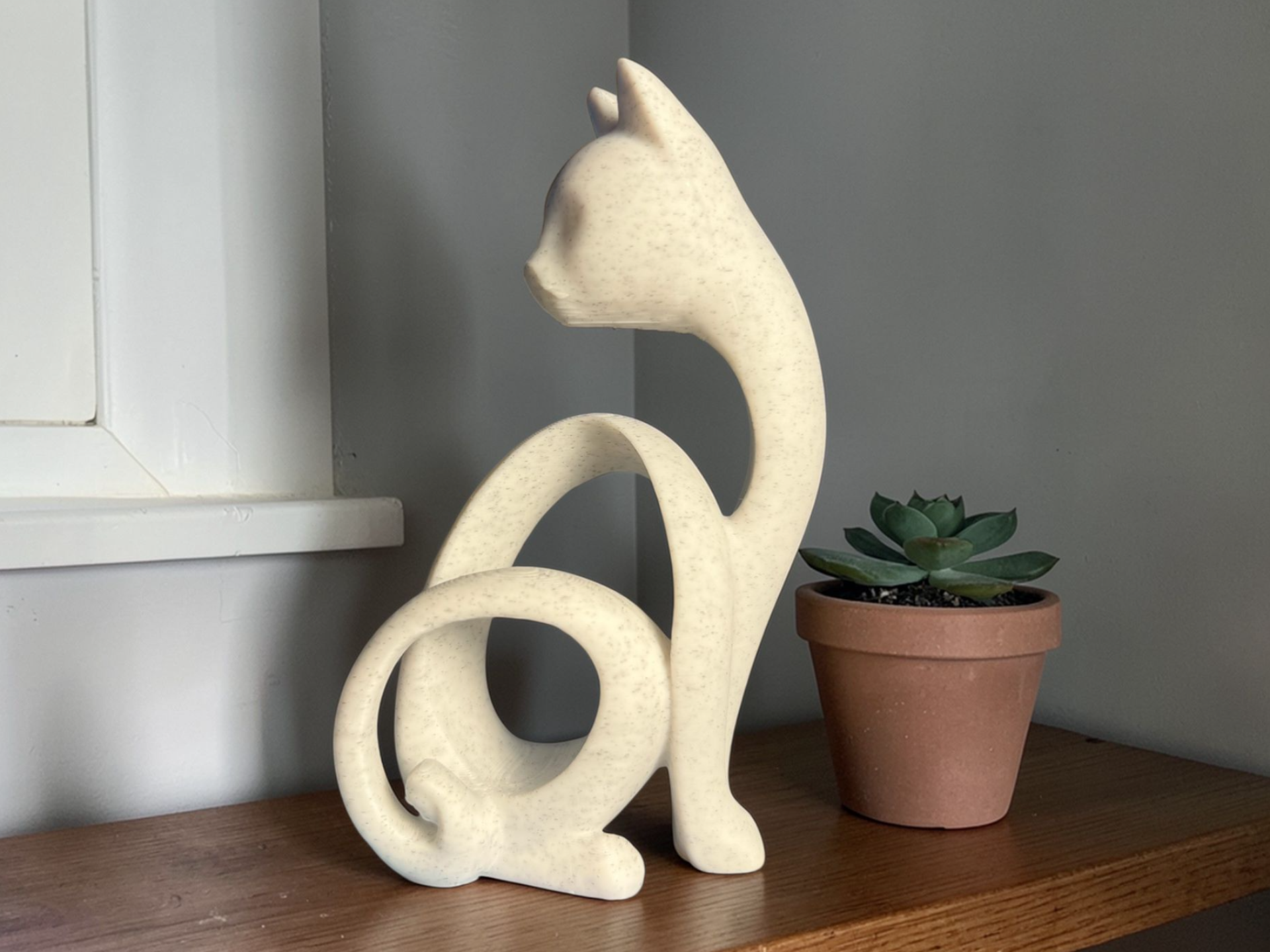 The Pensive Cat - Minimalist Animal Sculpture