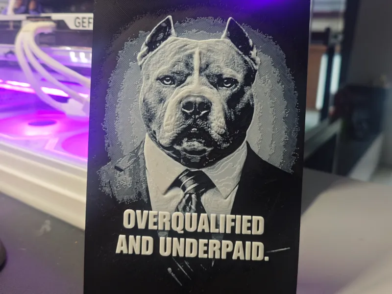 Hueforge Hund überqualifiziert und unterbezahlt