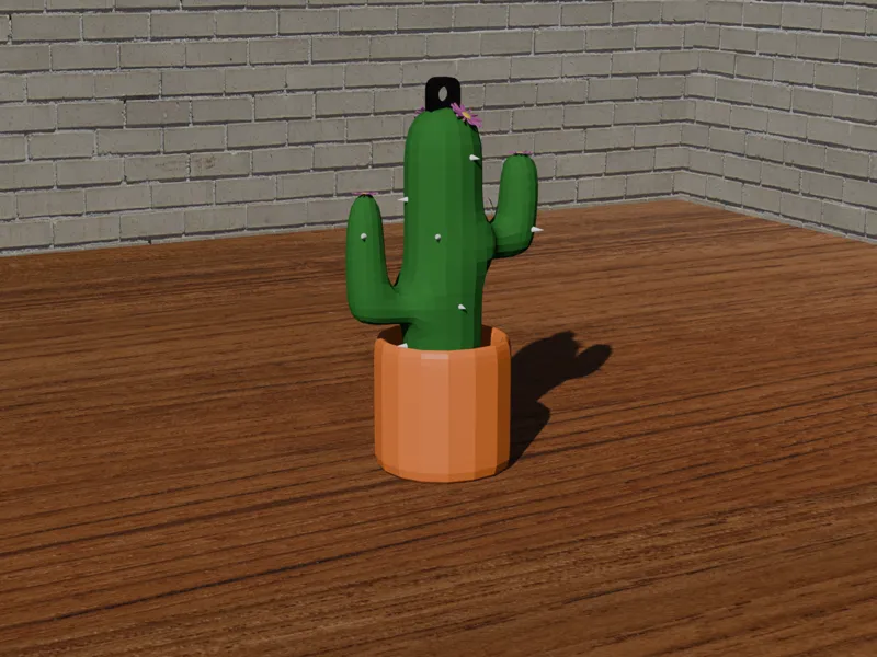 Llavero de Cactus Low-Poly - Modelo 3D de Llavero