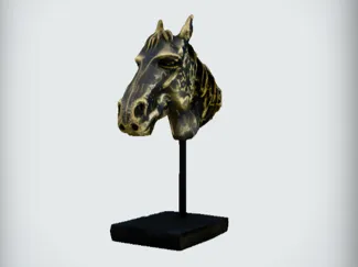 Bronze horse head sculpture