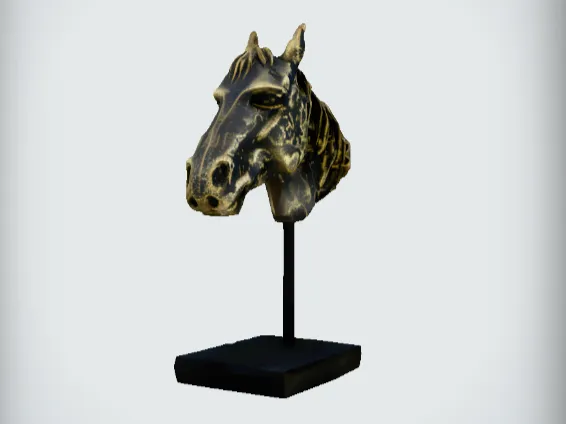 Bronze horse head sculpture