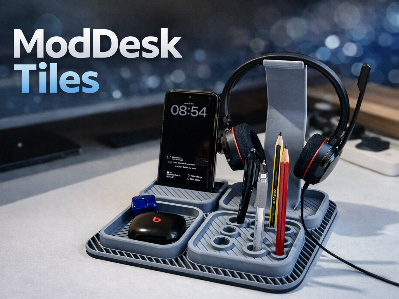 ModDesk Tiles – Modular Desk Organizer System