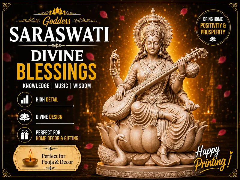 Saraswati Divine Sculpture | 3D Printing